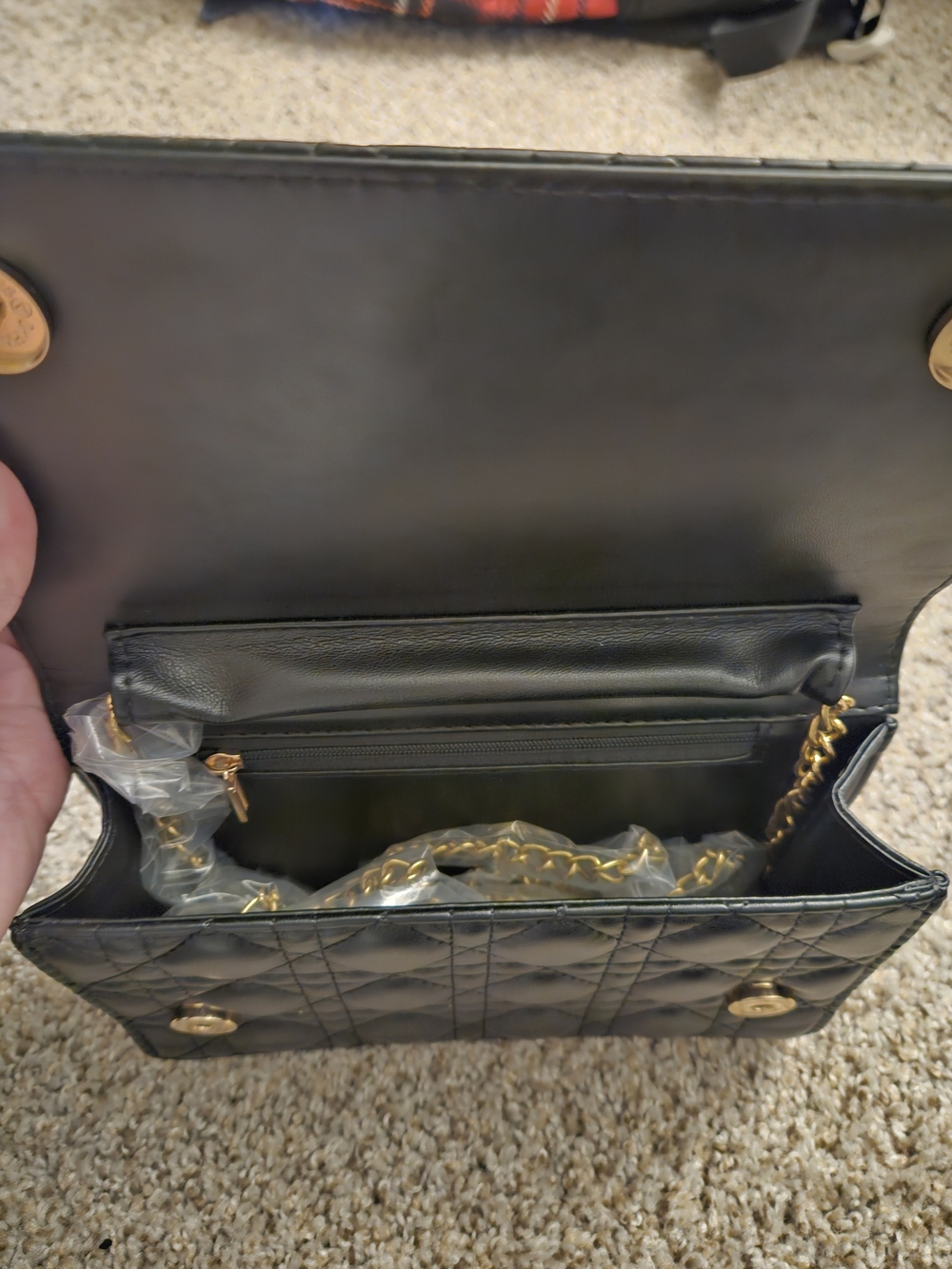 Dior Black Quilted Leather Clutch with Gold CD Accent - Picture 4 of 5
